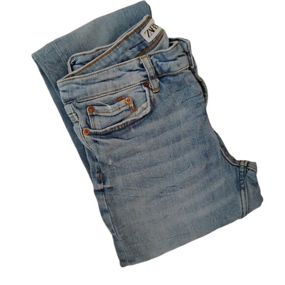 Zara -USA 26- soft Turkey jean frayed fringe jeans like new - Picture 7 of 8